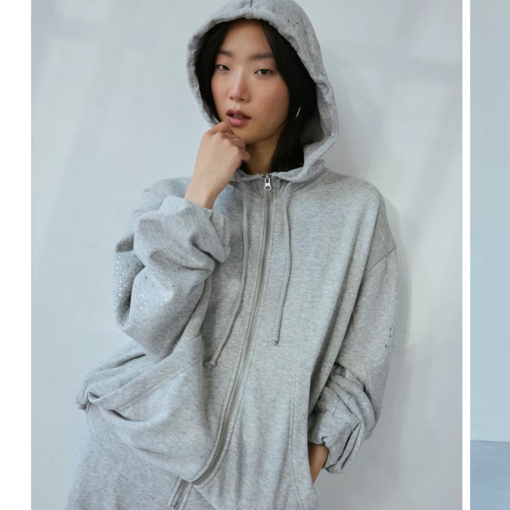 Out From Under Merrick Shine Embellished Zip-Up Hoodie Sweatshirt - Picture 2 of 11